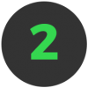 Green number 2 on a black circular background, reminiscent of a rhythm driving music distribution, setting the tone for seamless music promotion.