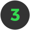 A green number 3 stands prominently on a black circular background, echoing the harmony and rhythm of music distribution services.