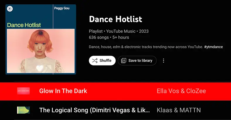 Youtube Music Dance Hotlist Playlist