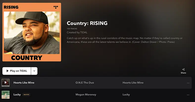 ONE The Duo Tidal Country Rising playlist pickup